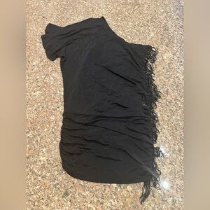 Guess Black One Shoulder Fringe Dress‎